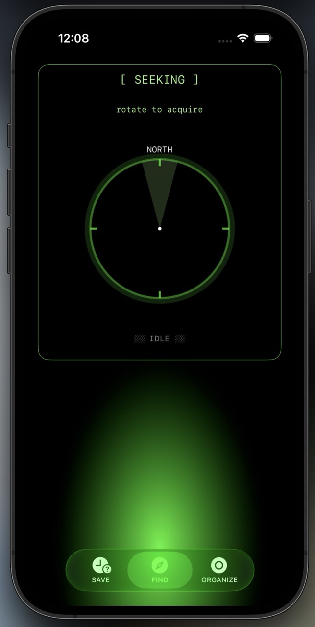 Compass mode — pointing the phone at a sound in the city